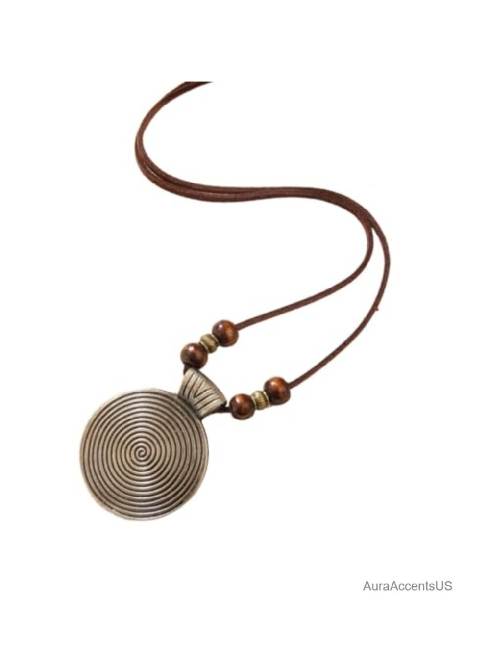 Boho Long Wooden Pendant Necklace Adjustable Rope Chain Handmade Jewelry